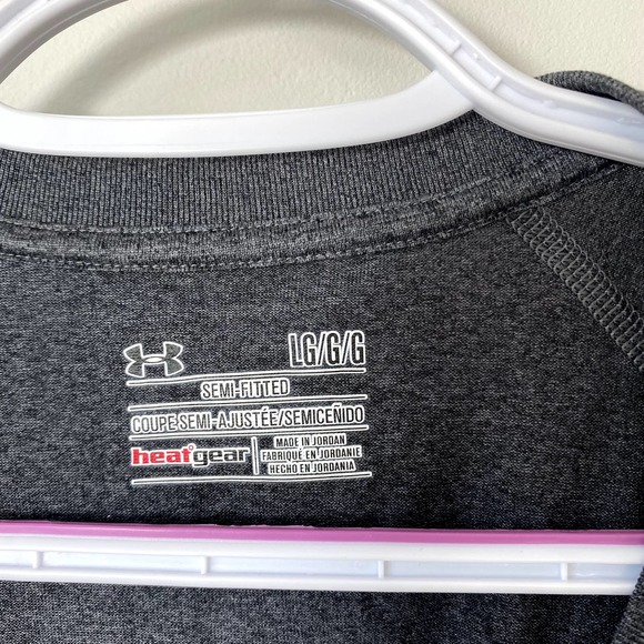 Under Armour Long Sleeve Performance Vneck tee Gray Shirt Large - Picture 2 of 7